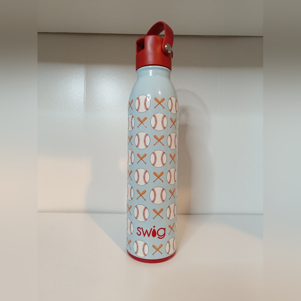 26oz Swig Life Home Run Flip + Sip Water Bottle Baseball Camping Hiking Travel